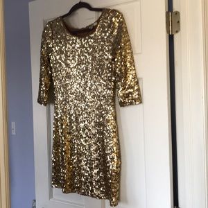 BBDakota Gold sequence lined dress